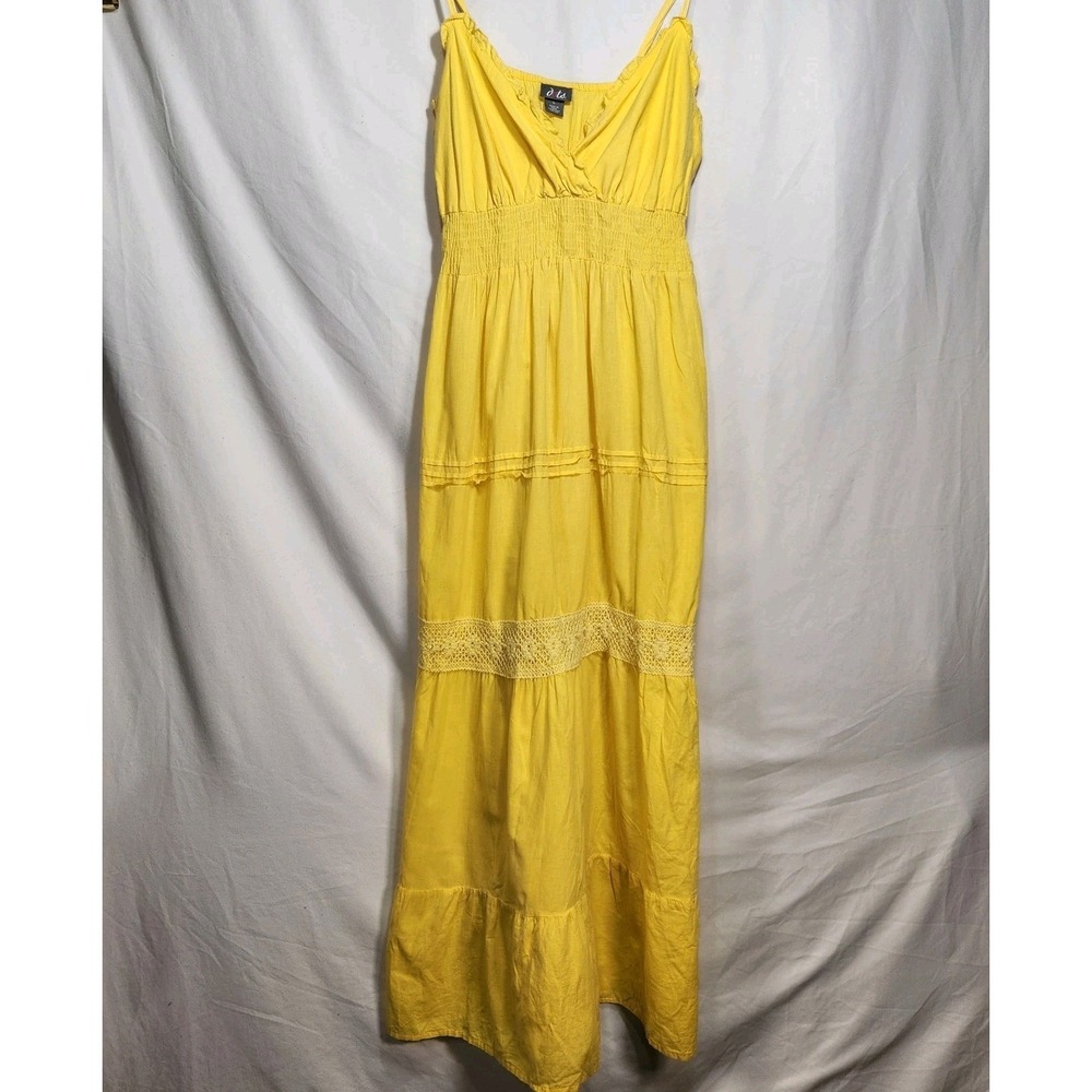 Dots Womens‎ Sun Dress Size Large Yellow Adjustable Straps